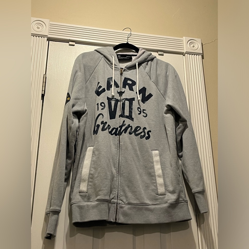 The Rock Earn Greatness Under Armour zip up hoodie
